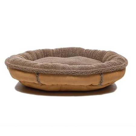CAROLINA PET COMPANY Carolina Pet 014500 Faux Suede & Tipped Berber Round Poly Fill Comfy Cup Bed - Saddle; Small 14500